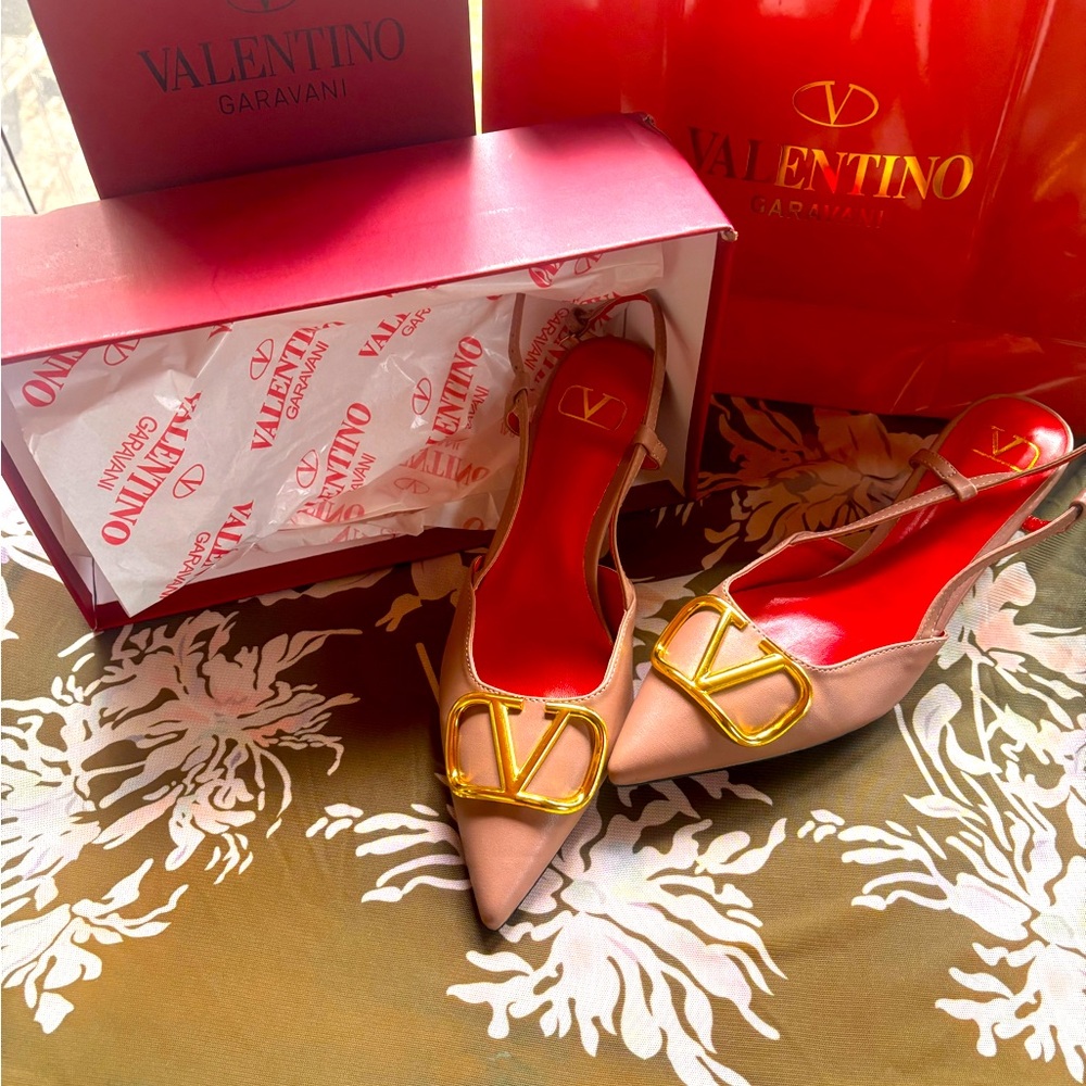 Valentino Garavani Pink and Gold Heels for Formal Elegance